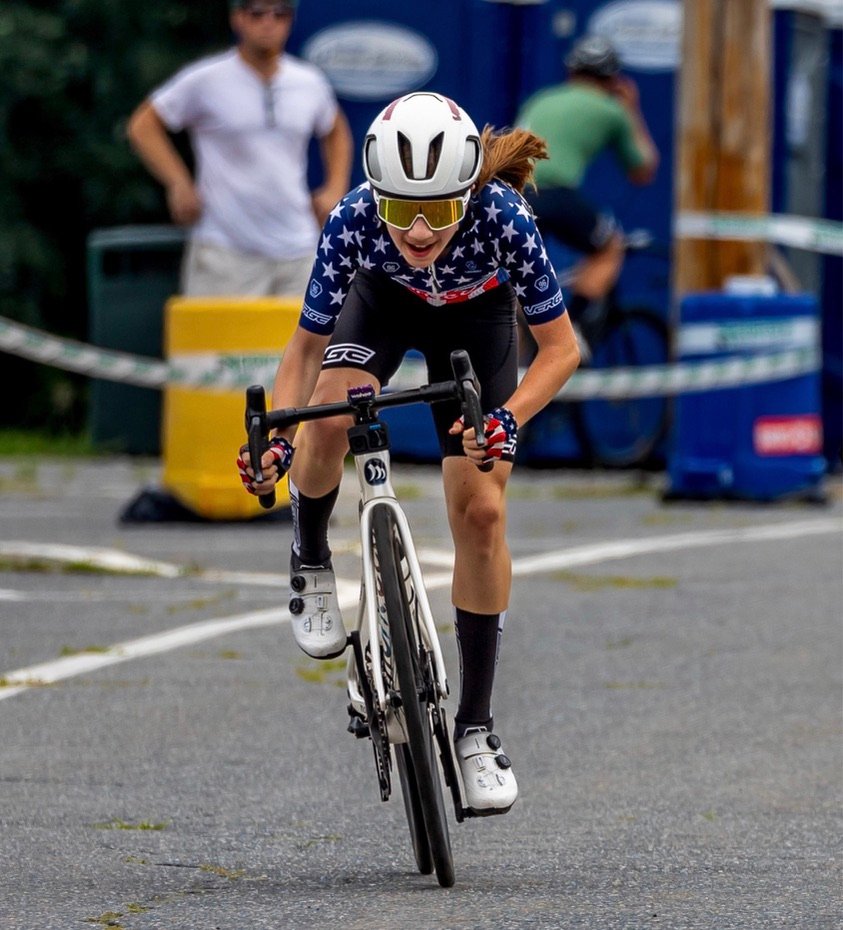 Cyclist making an effort during a race
